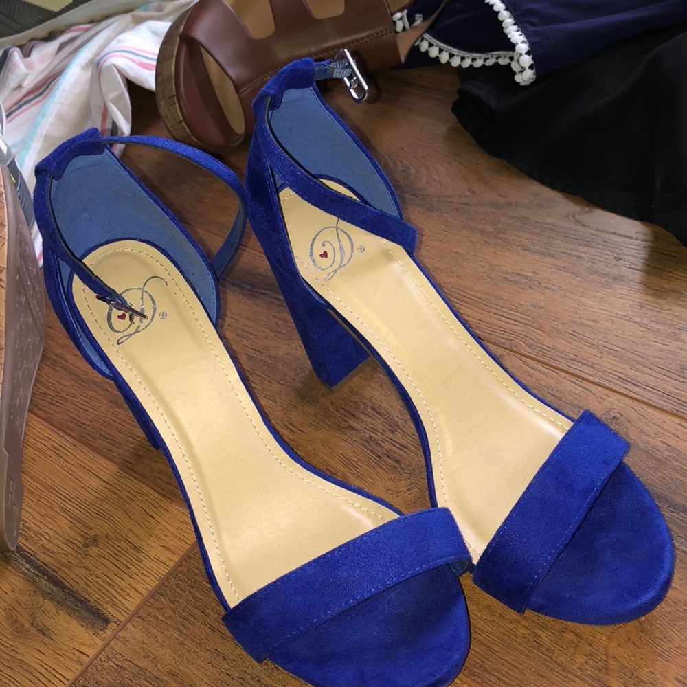 Blue strapped heels